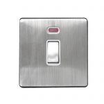 Switch 1 Gang DP 45A Neon Screwless Brushed Stainless Steel