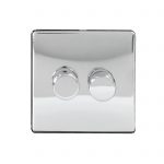 Dimmer 2 Gang 2 Way 250W Screwless Polished Chrome