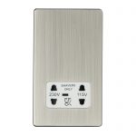 Shaver Socket 115/230V Screwless Brushed Stainless Steel