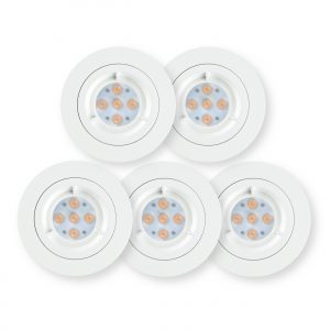 Fire Rated Integrated LED Gimbal Downlight 7W 560Lumens Warm White - White Finish - Pack of 5
