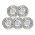 Fire Rated Integrated LED Gimbal Downlight 7W 560Lumens Warm White - Brushed Nickel Finish - Pack of 5