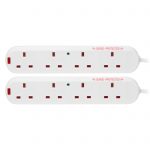 4 Socket  Surge Protected Extension Lead 13A 2m 2Pack
